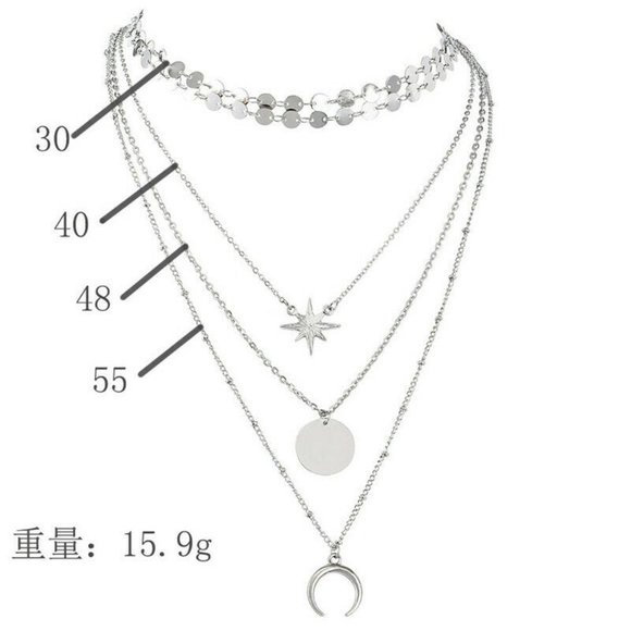 NWOT Silver Eclipse Layered Necklace - Picture 3 of 3